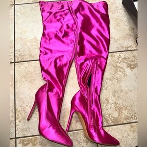 Electric ⚡️ Hot Pink thigh high boots .  Size 10